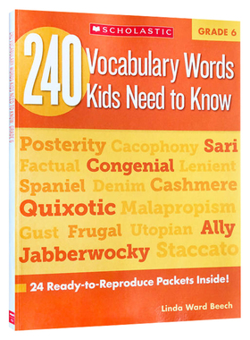 六年级孩子需要知道的240个单词词汇 英文原版学乐小学生英语词汇练习册 240 Vocabulary Words Kids Need to Know Grade 6