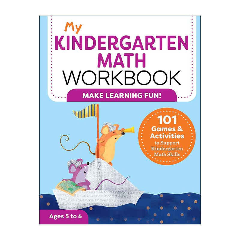 英文原版 My Kindergarten Math Workbook 我的幼儿园数学练习册 101个游戏谜题与活动 儿童STEM教育 计数 迷宫 进口英语原版书籍