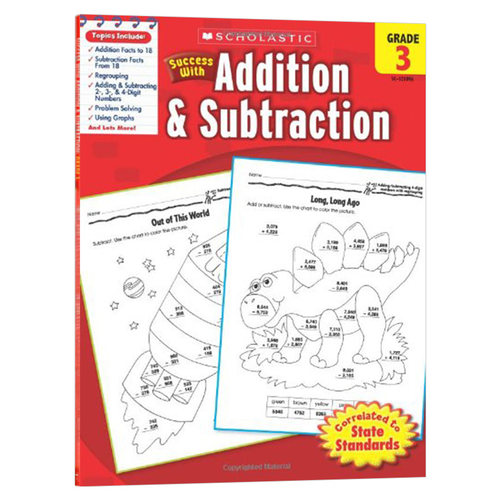 美国小学3年级数学加减法练习册 学乐成功系列 Scholastic Success with Addition Subtraction 英文原版教材 小学生家庭练习册
