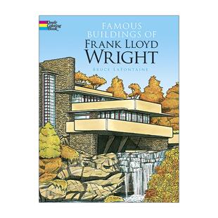 英文原版 Famous Buildings of Frank Lloyd Wright Coloring Book 弗兰克·劳埃德·赖特经典著名建筑设计 涂色着色书 进口书籍