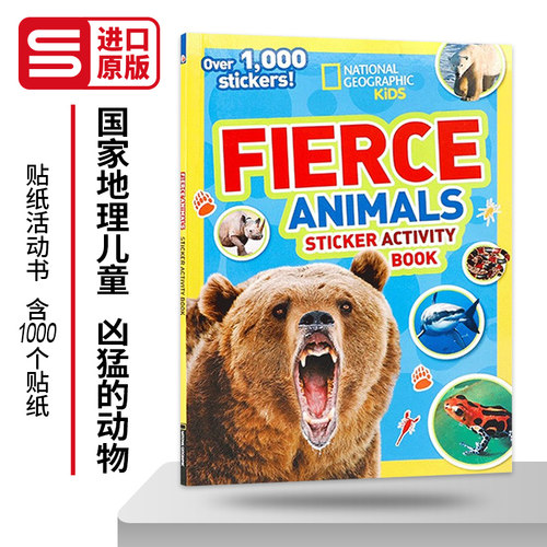 Fierce Animals Sticker Activity Book 国家地理儿童凶猛的动物贴纸活动书 含1000个贴纸 英文原版儿童读物 进口英语书籍