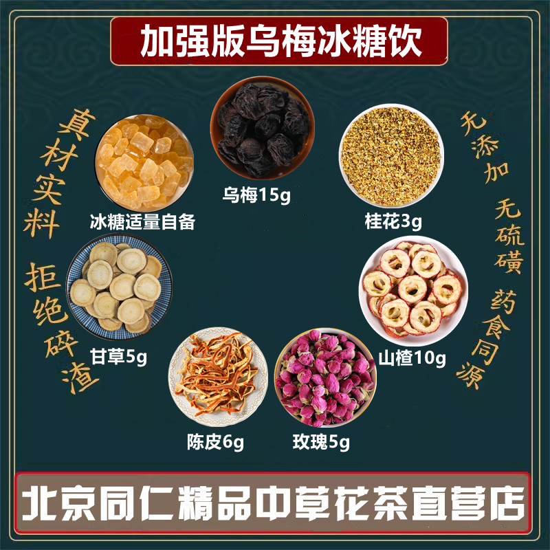 加强版乌梅冰糖饮乌梅山楂玫瑰花陈皮甘草桂花高品质原材料组合
