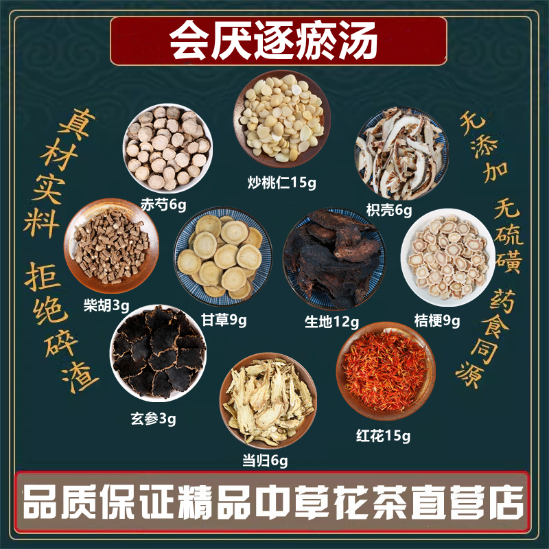 会厌逐瘀汤炒桃仁红花甘草桔梗生地当归玄参柴胡枳壳赤芍高品质料