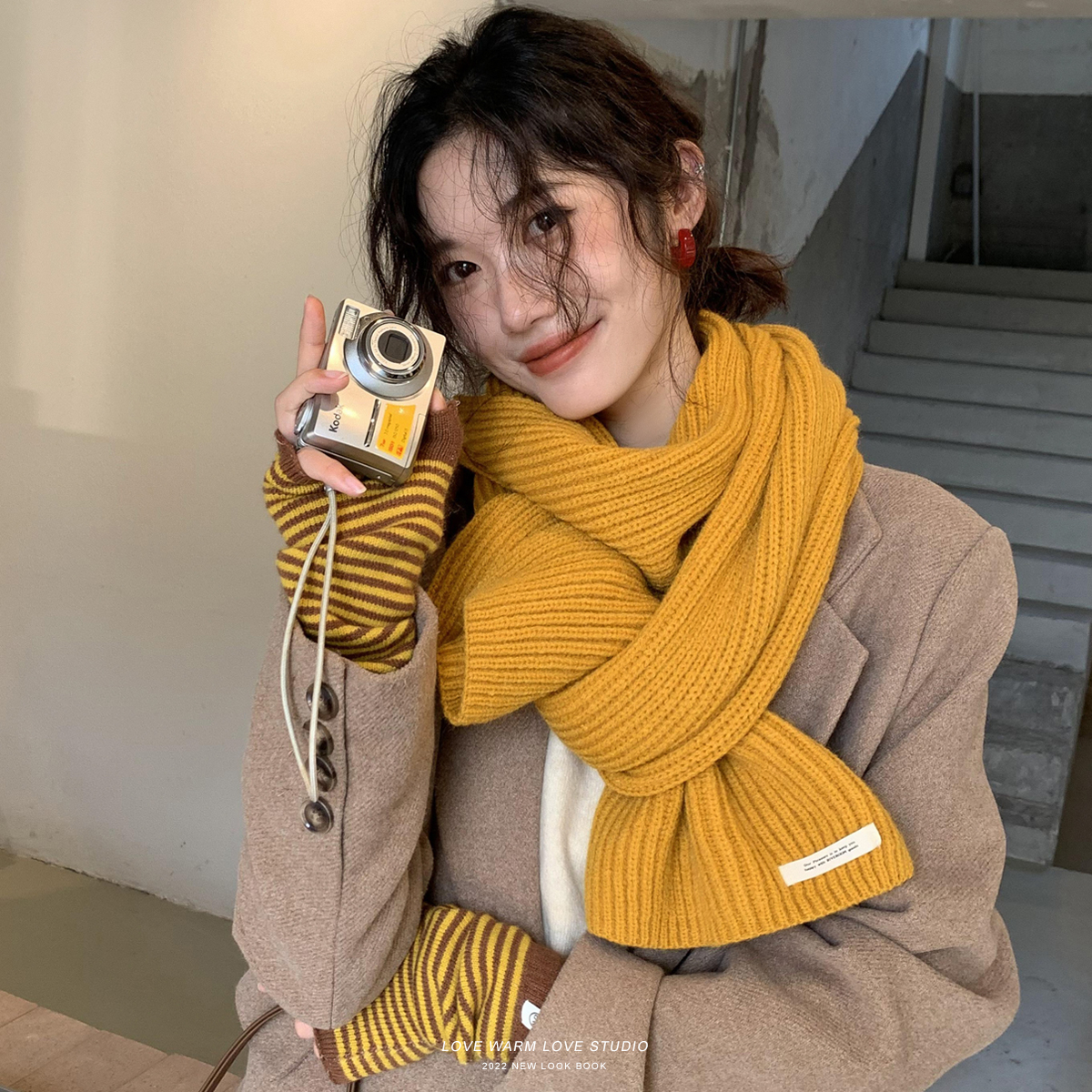 秋冬季纯色韩系肤感棒棒围巾