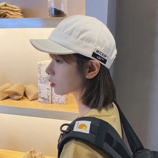 日系街头时尚 贴布短檐鸭舌帽男女ins潮流百搭软顶棒球帽防晒帽子