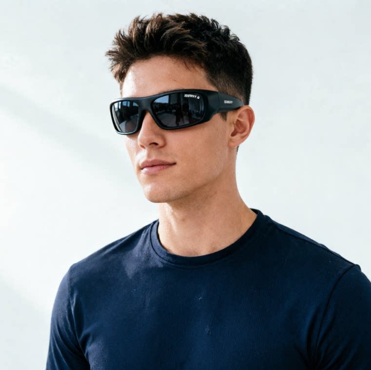 品牌专业男士偏光太阳镜户外骑行防风镜墨镜男款运动变色宽腿