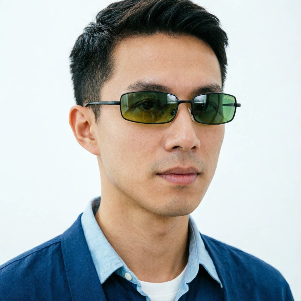 男士日夜开车驾驶偏光镜夜晚防眩光远光灯墨镜小框型黑色太阳镜