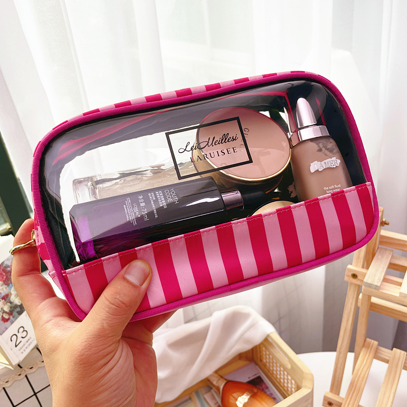 条纹高颜值便携防水大容量化妆包