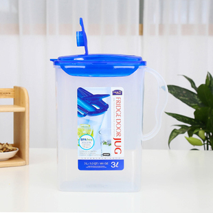 凉白开水壶 乐扣乐扣塑料家用冷水壶水瓶果汁透明大容量带刻度夏季
