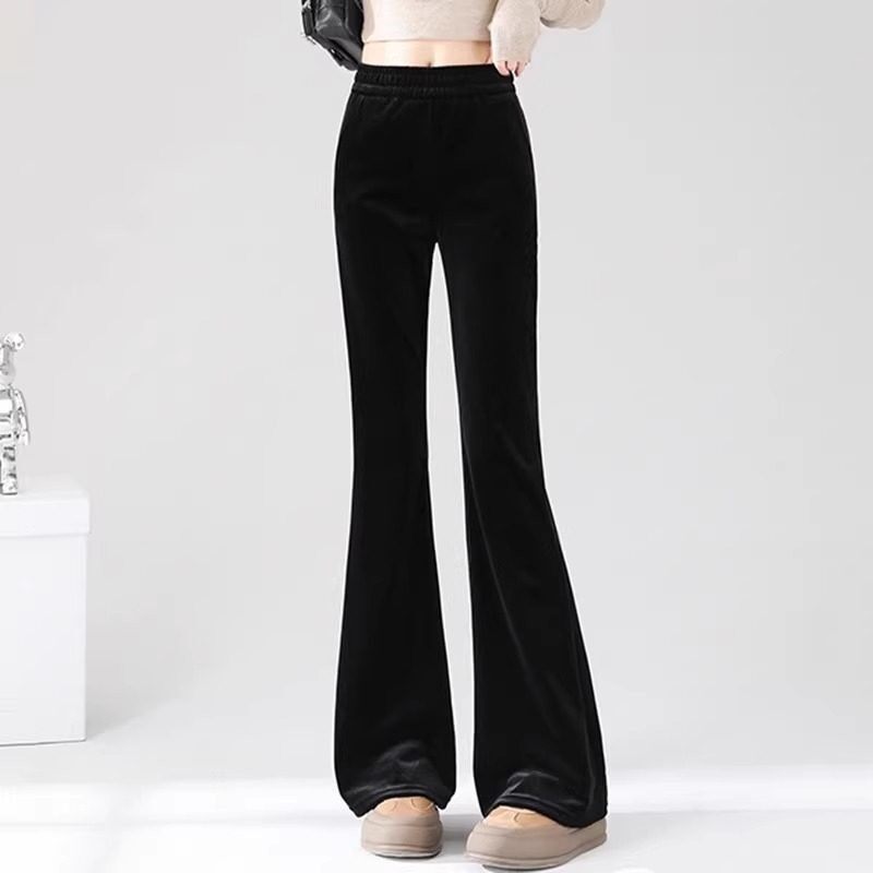 金丝绒微喇裤子女2026春秋新款高腰垂感休闲裤百搭喇叭裤