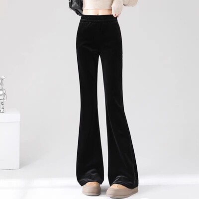 金丝绒微喇裤子女2026春秋新款