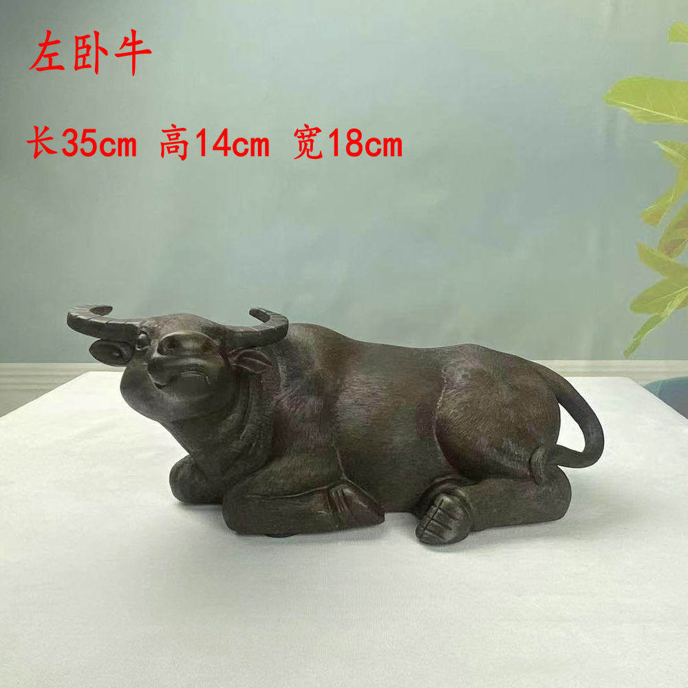 景德镇陶瓷陶土牛十二生肖牛客厅桌面摆件复古家居卧牛水牛乔迁财