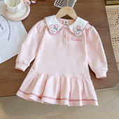 裙 洋气公主裙儿童卡通娃娃领polo衫 女童学院风连衣裙2025春季 新款