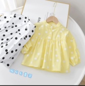 衬衫 波点衬衣女宝宝洋气薄款 2026新款 长袖 纯棉上衣 娃娃衫 女童春季