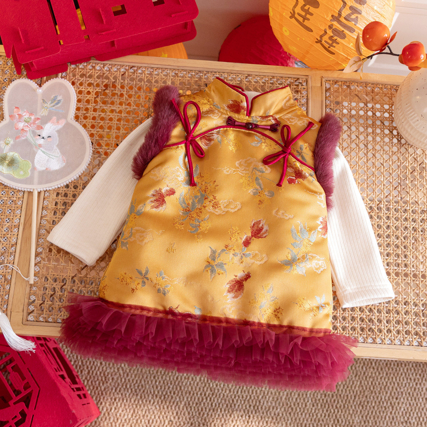 女童新中式背心裙冬季国风旗袍裙