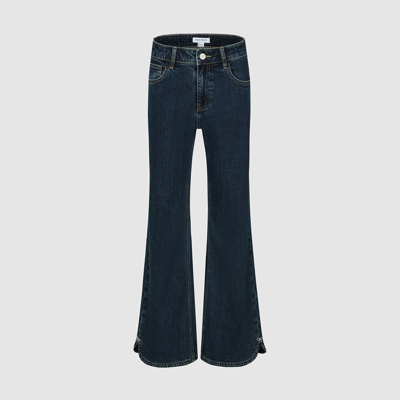 UR国内代购2025秋季女装复古休闲蝴蝶结饰喇叭牛仔长裤UYL850213