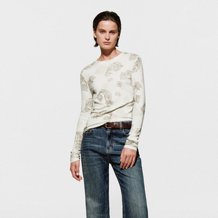 UR国内代购2025冬季女装百搭时尚复古休闲图案长袖T恤UWH450152