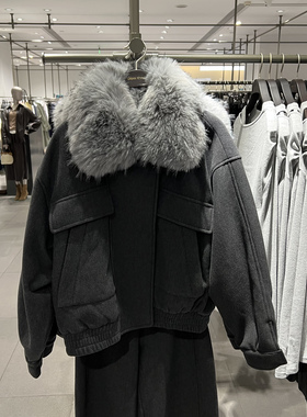 UR国内代购2025秋季女装时尚休闲风拼接毛领宽松外套UWJ150093