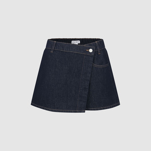 UR国内代购2025夏季女装不规则斜门襟松紧腰牛仔短裤UYU850105