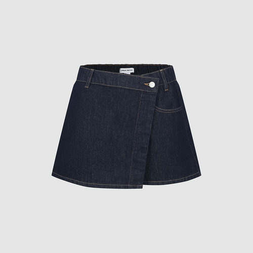 UR国内代购2025夏季女装不规则斜门襟松紧腰牛仔短裤UYU850105