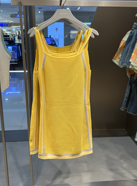 UR国内代购2025夏季女装撞色边肌理感超短款吊带连衣裙UIU950017