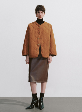 UR国内代购2025冬季女装时髦复古纽扣菱格绗缝羽绒外套UWH150036