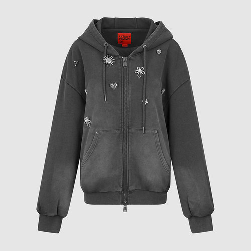 UR国内代购2025秋季女装时尚潮流连帽超宽松双拉链棉服UYV150059