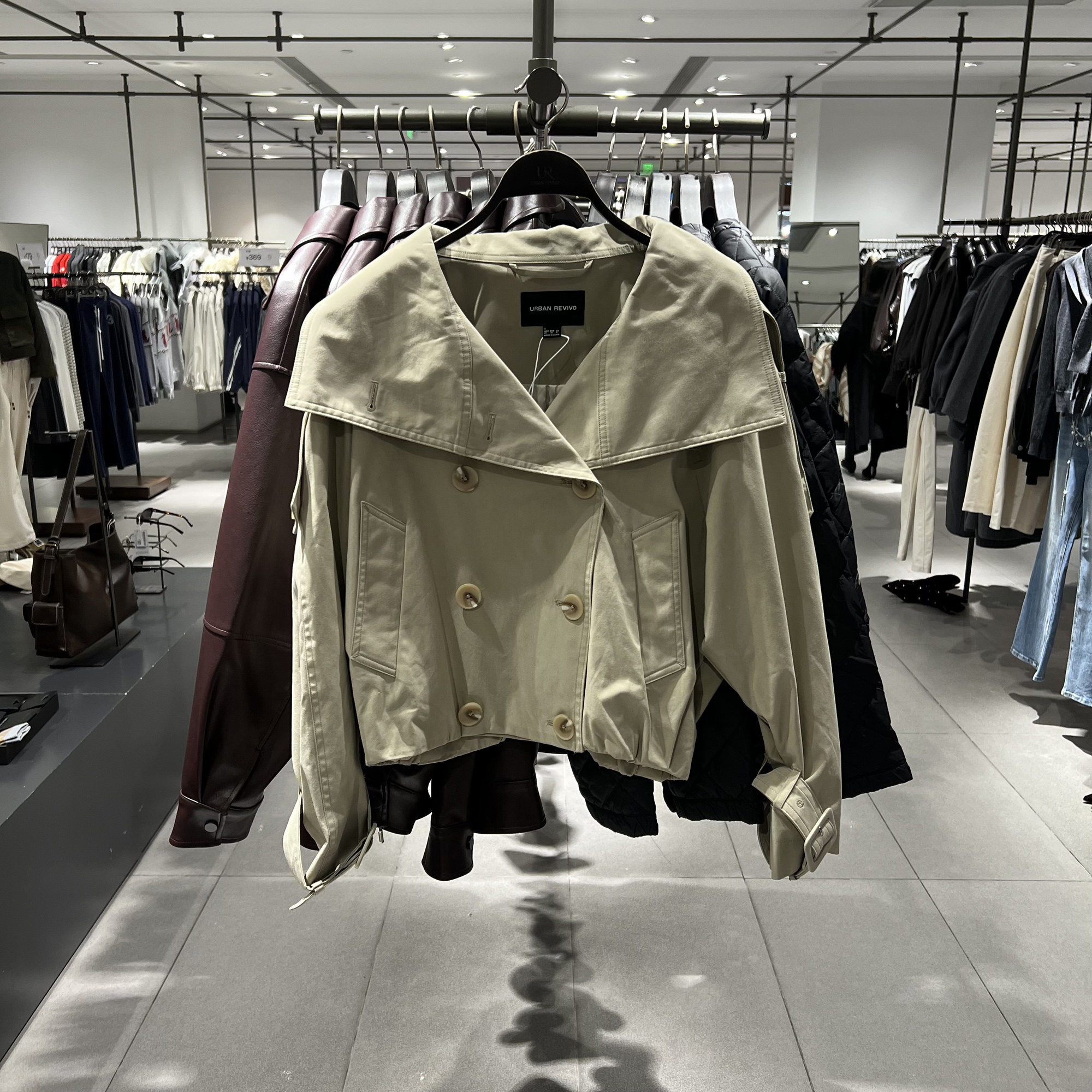 UR国内代购2026春季女装休闲复古立领双排扣超宽松外套UWH160021,女装/女士精品,短外套,淘宝优惠券,粉丝福利购,淘宝优惠卷