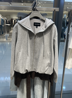 UR国内代购2025秋季女装简约休闲百搭连帽抽绳拉链外套UWH150051