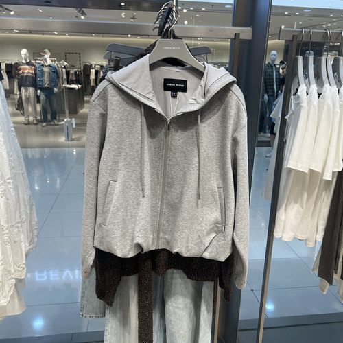 UR国内代购2025秋季女装简约休闲百搭连帽抽绳拉链外套UWH150051