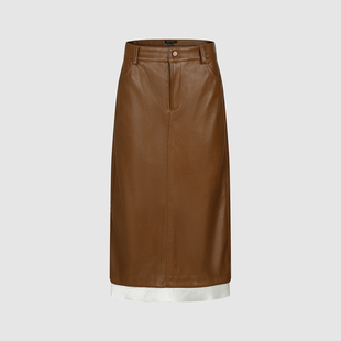 UR国内代购2026春季女装琥珀流光风潮流复古PU拼接半裙UWJ560001