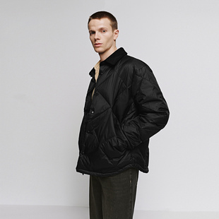 UR国内代购2025冬季男装简约休闲翻领菱格纹绗缝羽绒服UML150034