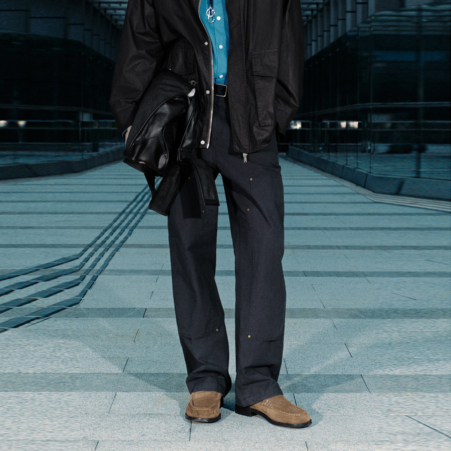 UR国内代购2025秋季男装时尚城市游猎工装风棉质直筒裤UML650092