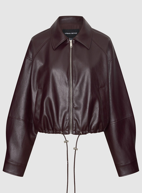 UR国内代购2025冬季新款女装气质翻领抽绳收腰短款外套UWM160001