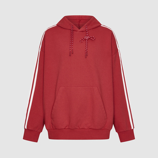 UR国内代购2026春季男装双抽绳撞色条纹连帽超宽松卫衣UUV460013