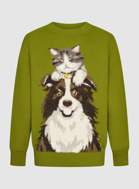 UR国内代购2025秋季男装图案毛衣狗狗情侣针织衫UUV950029/950026