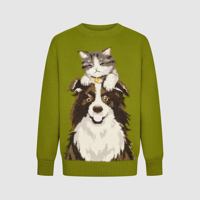 UR国内代购2025秋季男装图案毛衣狗狗情侣针织衫UUV950029/950026