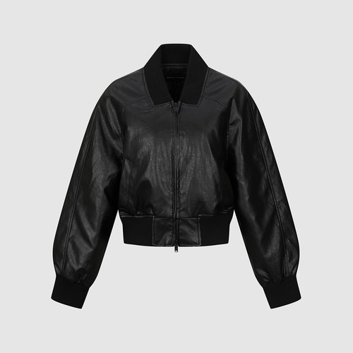 UR国内代购2025冬季女装都市复古PU棒球领短款羽绒服ULU150012