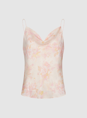 UR国内代购2025秋季女装气质温柔风荡领印花短款吊带衫ULG250014