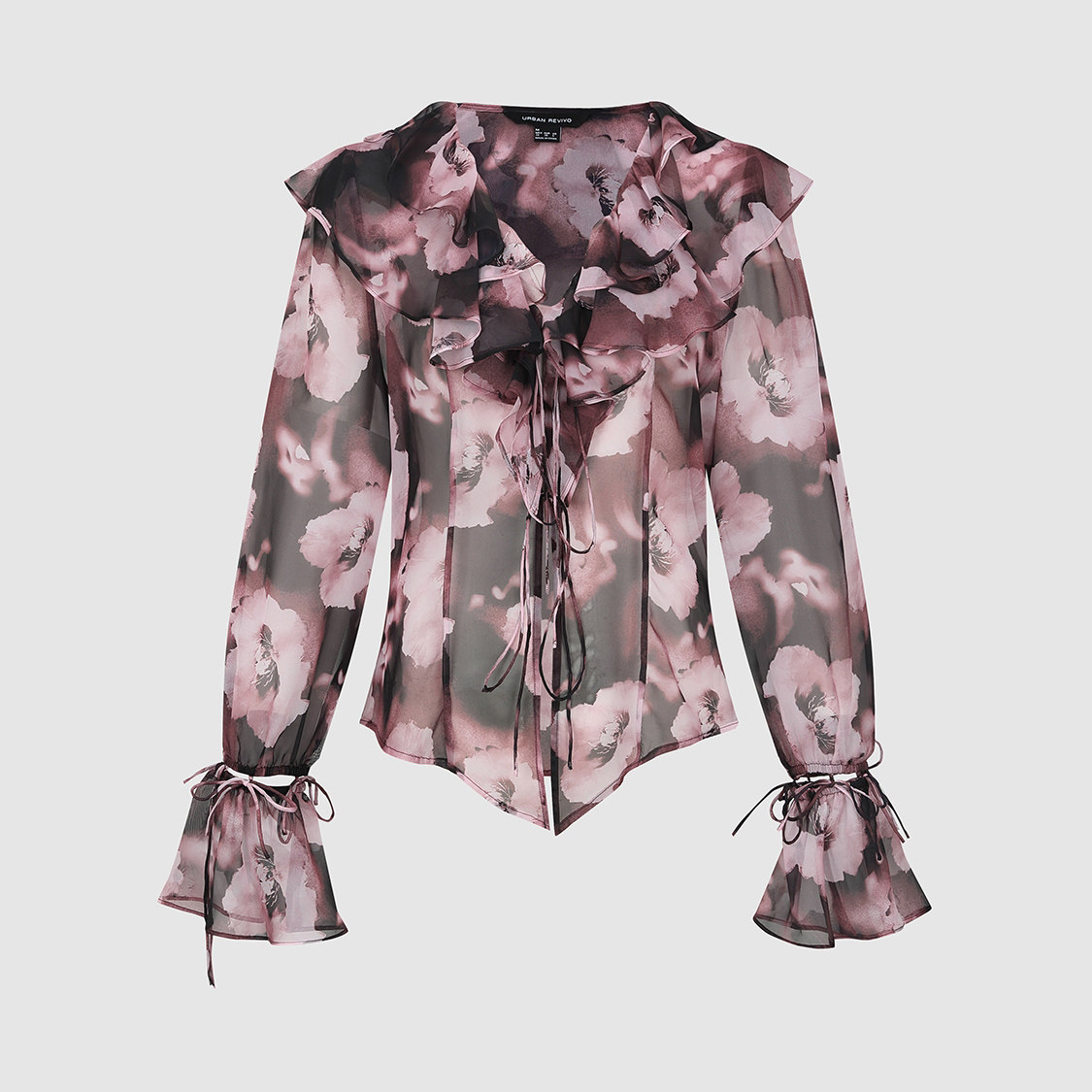 UR国内代购2026春季女装复古泡泡袖花卉印花开襟衬衫UWG250191,女装/女士精品,衬衫,淘宝优惠券,粉丝福利购,淘宝优惠卷