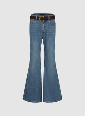 UR国内代购2026春季女装通勤风摩登水洗腰带喇叭牛仔裤UWG860040