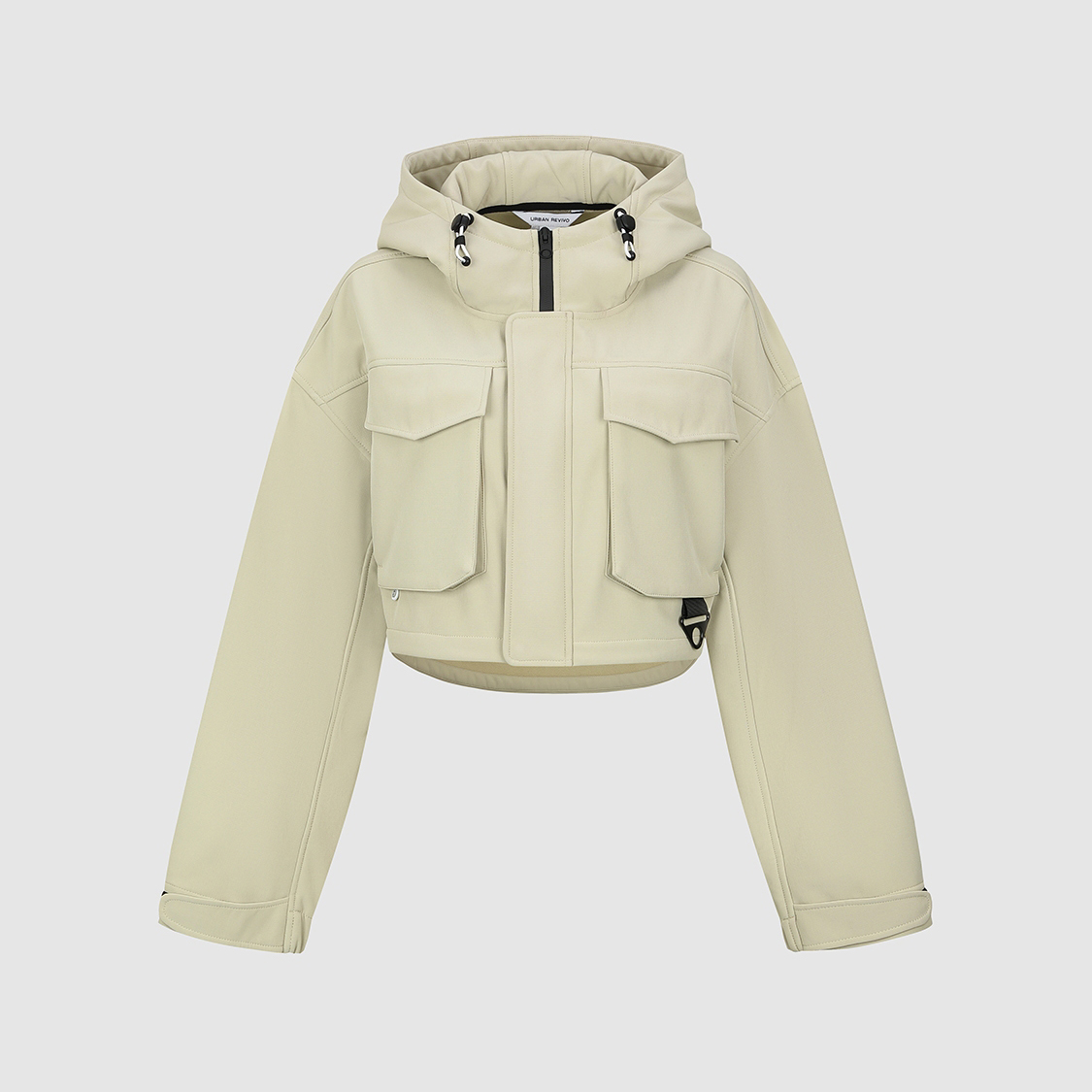 UR国内代购2025冬季女装休闲机能连帽抽绳加绒短款外套UYN150005