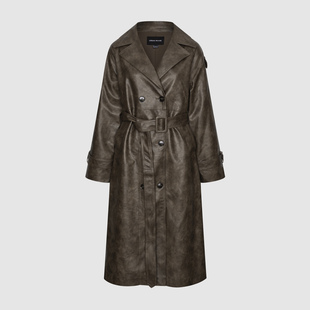 UR国内代购2025秋季女装琥珀复古流光风皮衣风衣外套UWH150059