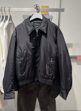 UR国内代购2025冬季男装休闲简约时尚通勤翻领拉链棉服UMF150077