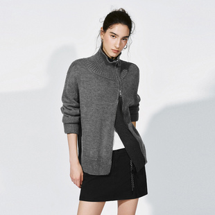 潮流不对称开襟罗纹针织开衫 女装 UYV960006 2025冬季 UR国内代购