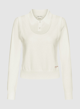 UR国内代购2025冬季女装都市假两件POLO领刺绣针织衫UYU960002