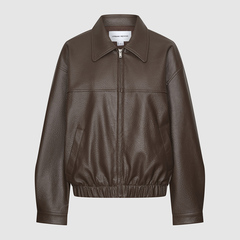 UR国内代购2025冬季女装休闲荔枝纹PU翻领拉链外套UYY160001