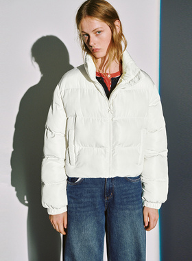 UR国内代购2025冬季女装时尚休闲简约百搭立领短款棉服UYY150089