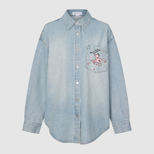 潮流趣味图案刺绣水洗牛仔衬衫 女装 UYV860012 2025冬季 UR国内代购