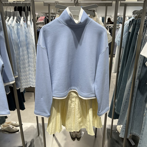 UR国内代购2025春季女装百搭简约时尚休闲假两件卫衣UIU450005